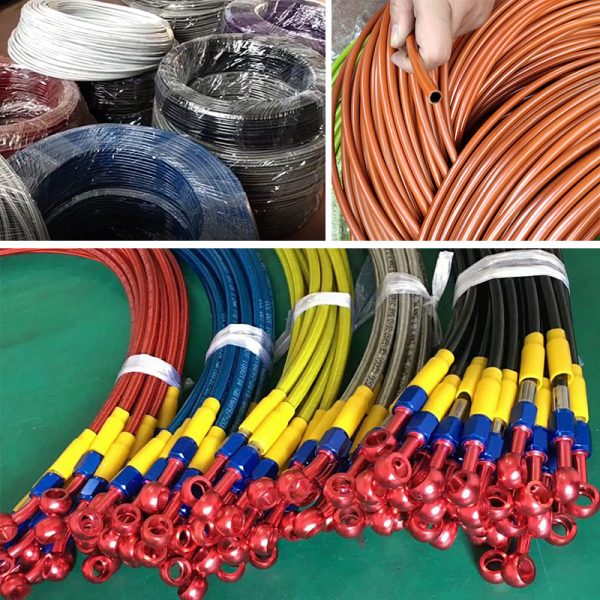 brake hose kit brake hose tube AN3 brake hose with PVC cover PVC jacket exterior of braided stainless steel hose